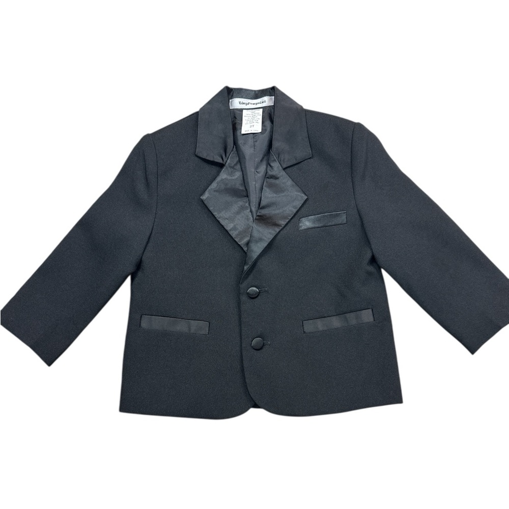Tiny Penguins Black Toddler Tuxedo Suit Jacket Preowned 2T